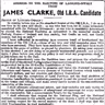James Clarke running as an Old IRA candidate in 1944