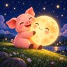 Good Night, Moon Chasing Pudgy Piggy🐷