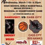 HS Girls Basketball Replay: MHSAA Division 3 Region 23 Final - Sandusky vs. Cass City 3-11-26