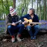 Rob Cowen and Johnny Flynn at Thornborough Henges