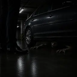 The Grey Face Underneath His Car