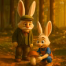 Petit Lapin va à la chasse aux champignons